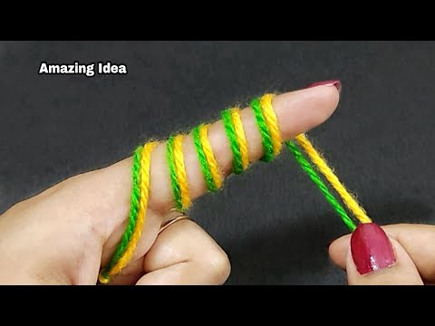 Amazing Woolen Flower Craft Idea using Finger - Easy Woolen Flower Making