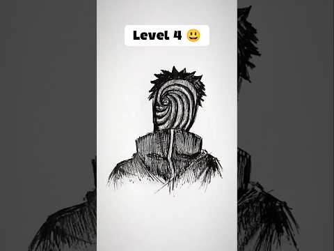 How to Draw Obito in different levels 😳 #shorts #anime #drawing
