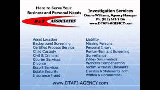 preview picture of video 'Private Investigator Services from Tampa Bay D&T Associates'