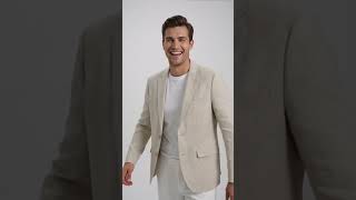 Men’s Natural Linen Blazer, Lightweight Sport Coat for Summer Wedding and Casual Events video