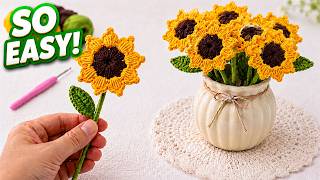 Realistic Crochet Sunflower with Stem 🌻 | Simple DIY Gift Idea