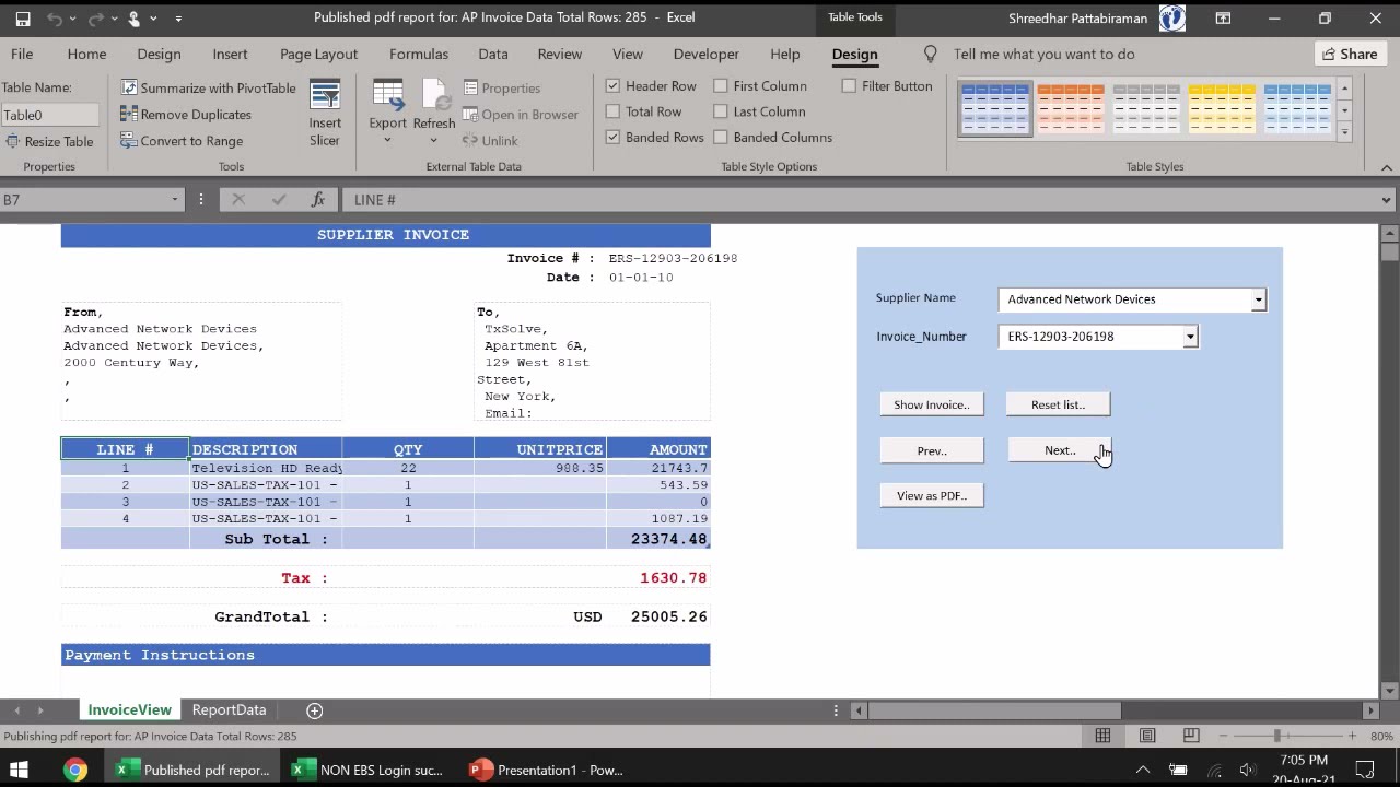 Business Doc PDF Report - AP Invoices, PO Purchase Order Oracle E-Business