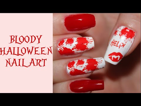 BLOODY HALLOWEEN NAIL ART 2020 || EASY NAIL DESIGN FOR HALLOWEEN || Deyanira Morales Nail_Art