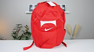 Unboxing/Reviewing The Nike Academy Team University red Backpack (On Body)