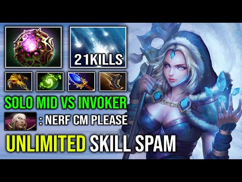 NERF CM PLEASE Solo Mid Crystal Maiden Vs Invoker 90% Slow AOE Freeze Field Delete All Dota 2