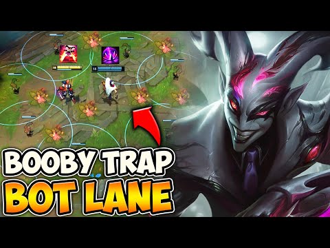 WE TURNED BOT LANE INTO A MINE FIELD!! (SHACO + JHIN TRAPS) - Pink Ward Shaco