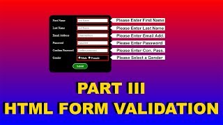 7. HTML FORM, How to validate html forms, form validation in html, cyber warriors,html form code,