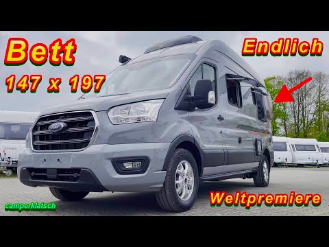 Unglaublich Größtes Bett im Camper Van👍Neu 2023🫵Kastenwagen Wohnmobil Weinsberg Carabus Ford 600 MQ