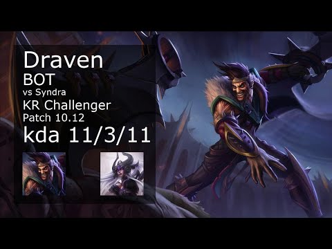 Draven ADC & Zilean vs Syndra & Nautilus - KR Challenger 11/3/11 Patch 10.12 // [롤] 드레이븐 vs 신드라
