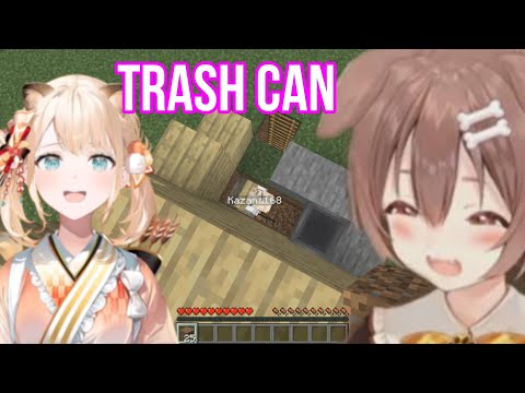 Hololive Cut - Kazama Iroha Built Korone a Proper Trash Can After Zenlos Accident | Minecraft [Hololive/Eng Sub]
