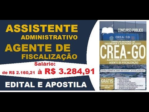 Edital Apostila Concurso CREA GO 2019 Assistente Administrativo, Agente de Fiscalização