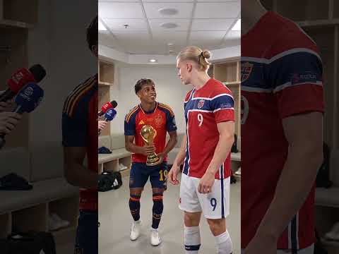 Haaland Steals Yamal’s World Cup Trophy 😂 #parody #football #haaland #worldcup #yamal #trophy