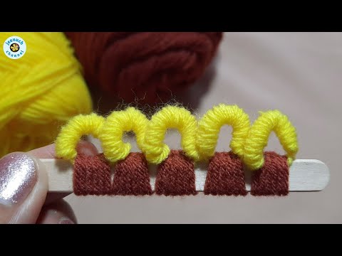 Amazing Woolen Flower Idea with Ice cream sticks | Hand Embroidery Design | Sewing Hack | Easy Trick