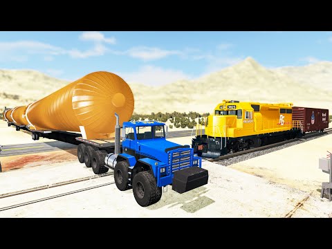 Railway Сrossing Train Сrashes #10 - Beamng drive