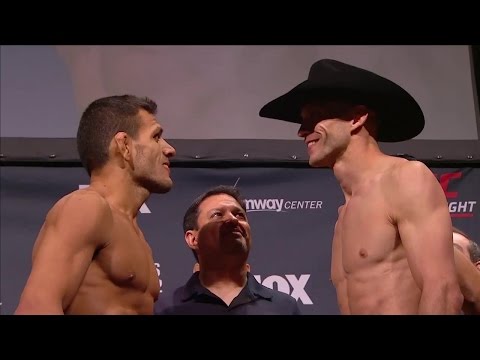 Cowboy Cerrone is all smiles during staredown with Rafael Dos Anjos
