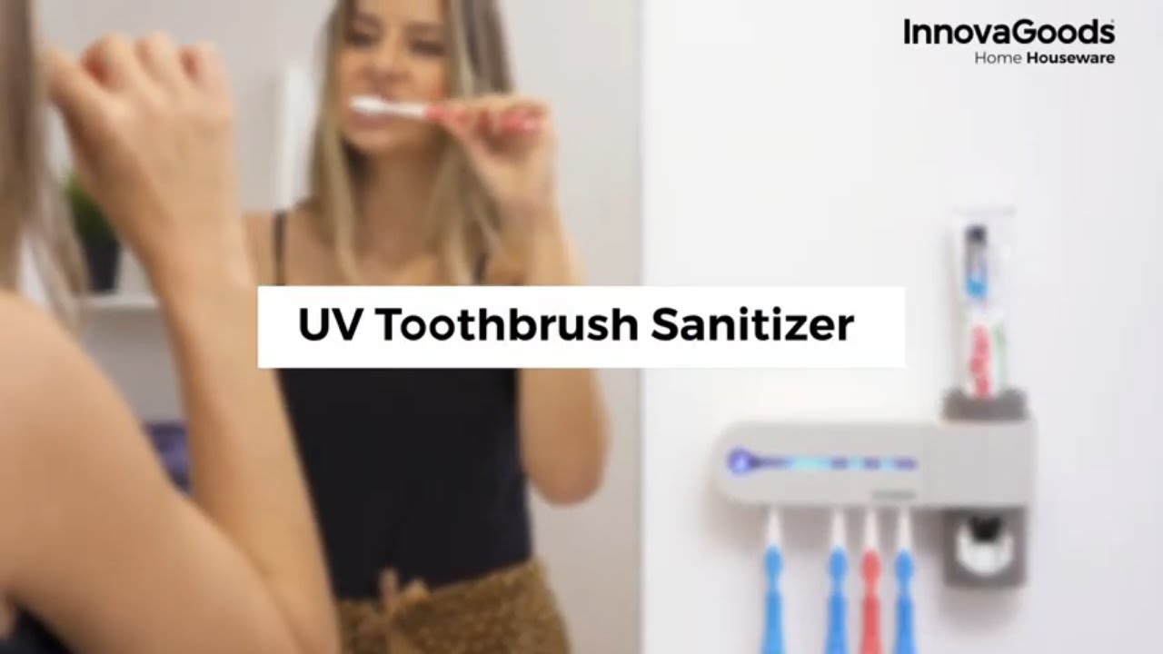 UV dantų šepetėlių sterilizatorius su stovu ir dantų pastos dozatoriumi Smiluv InnovaGoods Home Houseware