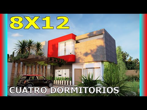 8x12 two-story house with 4 bedrooms / Facades of Modern Houses