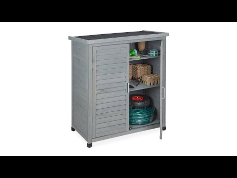 Grauer Gartenschrank 3 Fächer Schwarz - Grau - Holzwerkstoff - Metall - Kunststoff - 87 x 97 x 47 cm