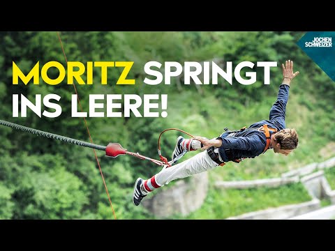 Kopfüber in die Schlucht: Moritz Hans beim Bungee Jumping