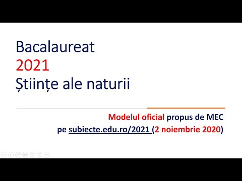 BAC 2021 Stiinte ale naturii Model oficial