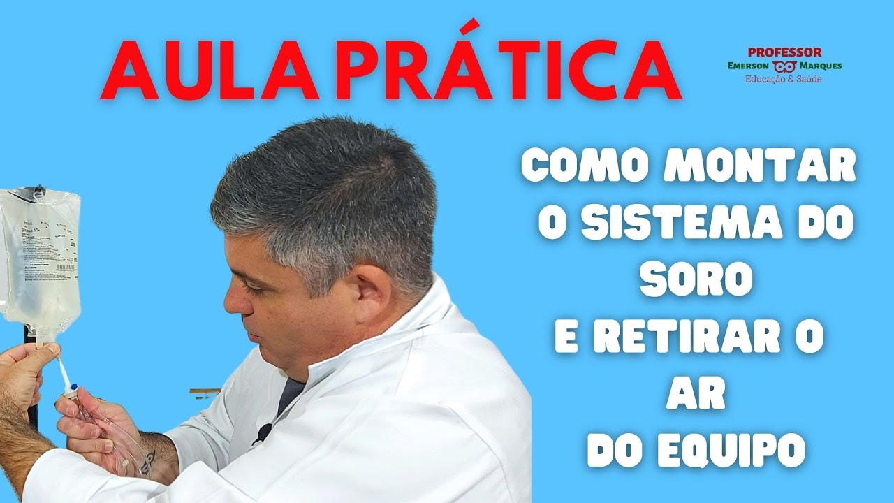 Preparo do sistema do soro com o equipo