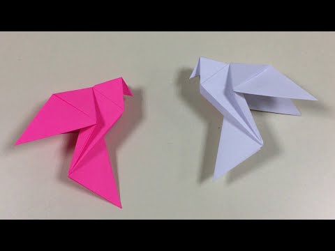 origami Taube falten mit Papier. Vogel basteln. Einfache Bastelidee für Anfänger