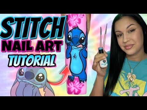 Easy STITCH Nail Art Tutorial!💙🌺 Cute Summer design using all NAILZBYDEV products!💕