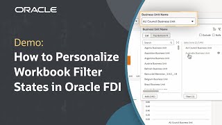 How to Personalize Workbook Filter States in Oracle FDI
