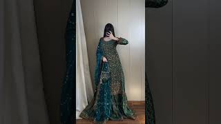 Teal Chiffon Jamawar Bridal Lehenga Suit - Video 6