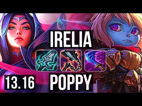 IRELIA vs POPPY (TOP) | 11/1/5, 1400+ games, 6 solo kills, Legendary | KR Challenger | 13.16