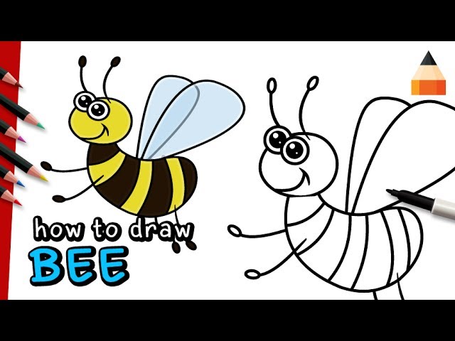 step by step instruction how to draw a bee