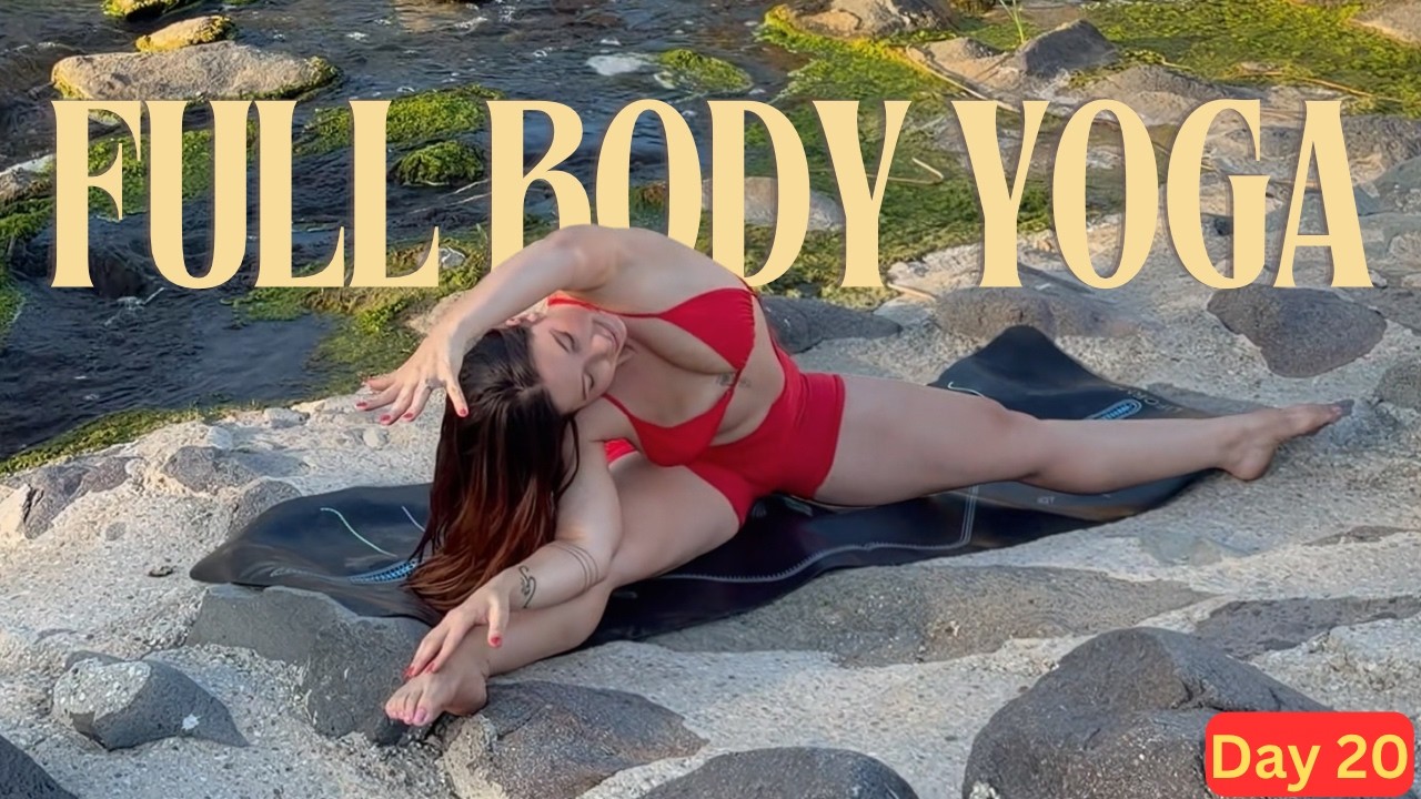 15 Min Full Body Energy Vinyasa Flow by a Waterfall | Stretch & Strength | Day 20