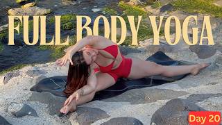 15 Min Full Body Energy Vinyasa Flow by a Waterfall | Stretch & Strength | Day 20