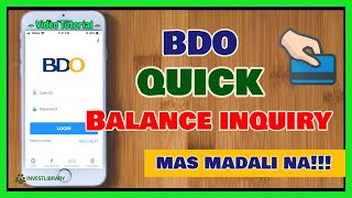 BDO Quick Balance Inquiry: How to Enable BDO Online QUICK BALANCE - Mas Madali magcheck ng Balance!