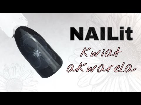 NAILit AKWARELE | BIAŁY KWIAT NA CZARNYM TLE 🌸 By Plewka 💅🏻