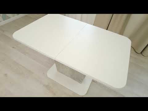 Кухонный раскладной стол GENT ЛДСП, 110-145x68,6x75,5 Белый/Бетон арт.19123 в Магадане - видео 15