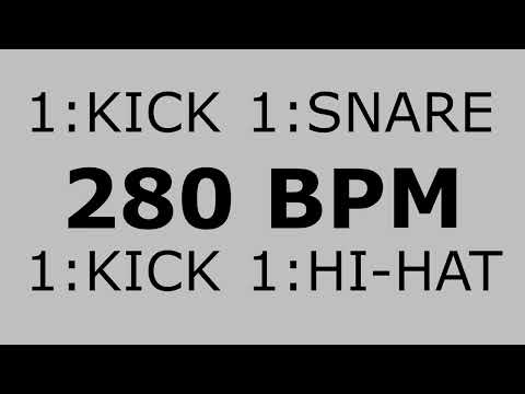 280 BPM Metronome kick + snare + kick + hi-hat 1:1:1:1