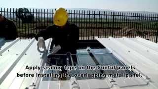 How to install a corrugated polycarbonate skylight sheet on a metal ro