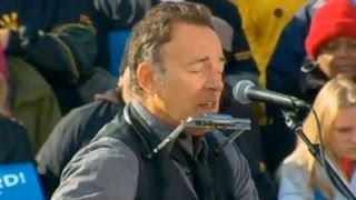 US Election 2012: Bruce Springsteen joins Barack Obama on final day of campaigning