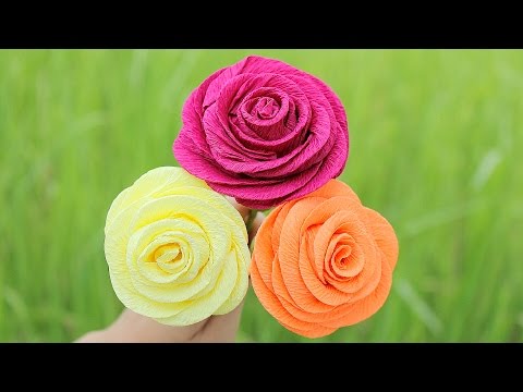 How to make Rose Paper Flower 2017 ( Very Easy ) - DIY Paper Crafts
