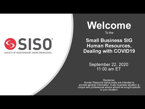 SISO Small Business SIG - Human Resources, Dealing with COVID19