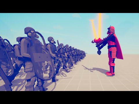 SWORD GOD vs 100x RIOT POLICE - Totally Accurate Battle Simulator TABS