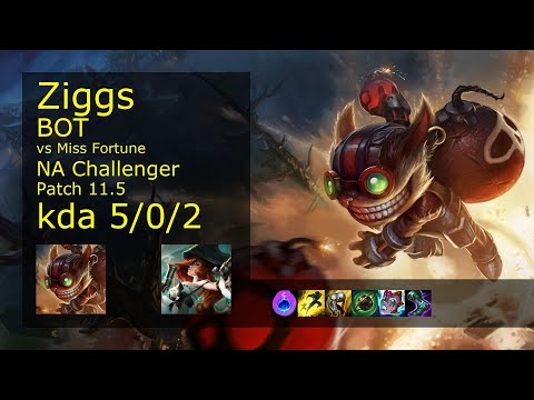 Ziggs Bot & Sett vs Miss Fortune & Alistar - NA Challenger 5/0/2 Patch 11.5 Gameplay
