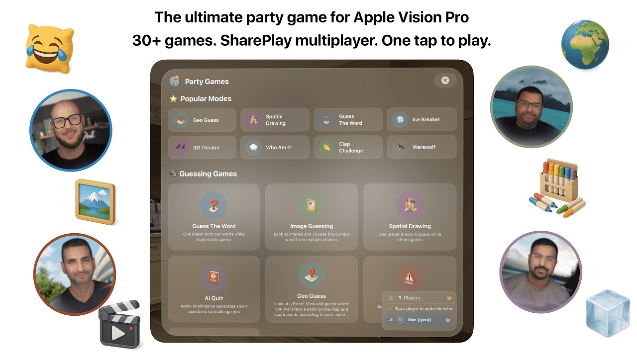 Apple Vision Pro : Party Games mise sur 30 expériences interactives en SharePlay