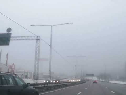Sweden Road Travel | Snow,Fog & Traffic | Roads of Sollentuna Sweden |