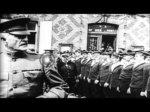 United States Army General John J. Pershing arrives in France, during World War I...HD Stock Footage