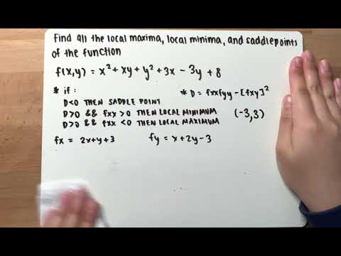 Calc 3 Ch.14 Find Local Maxima | Local Minima | Saddle points of the Function | Example #1