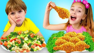 Sasha and Yarik Play at School and Eating a Lot of Not Healthy Food | Funny Food Video for Kids