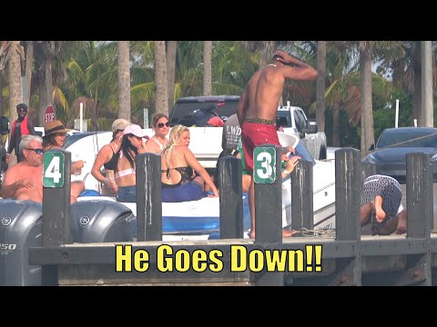 He Goes Down!! | Miami Boat Ramps