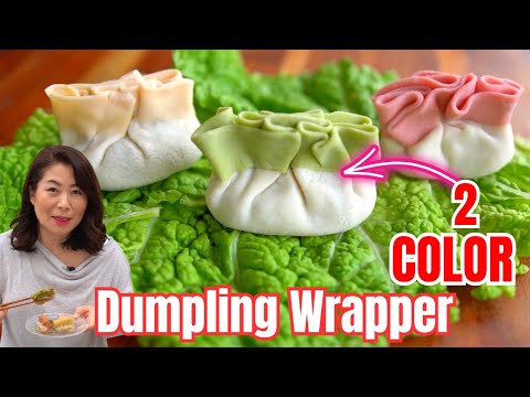 How To Make 2 Color Dumpling Wrappers/Skin: ACTUALLY SIMPLE TO MAKE! 예쁜 투톤 컬러 만두피 만들기, 알록달록 만두